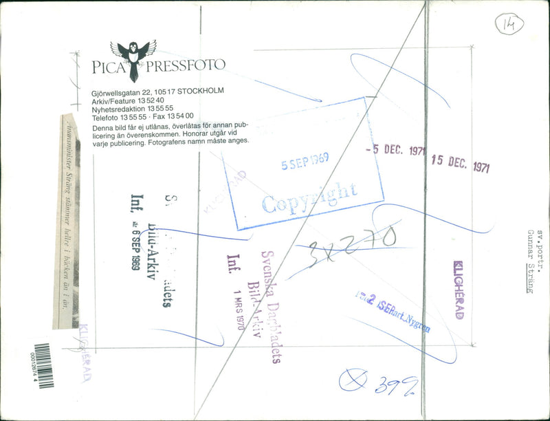 Swedish politician Gunnar Strang - Vintage Photograph