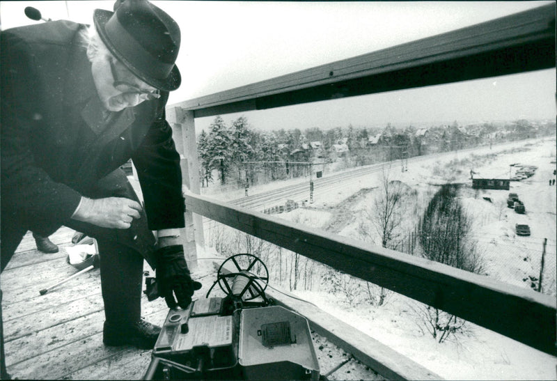 Swedish politician Gunnar Strang starts the double track railway project - Vintage Photograph