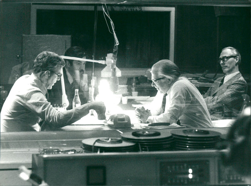 Swedish politician Gunnar Strang answers questions on radio - Vintage Photograph