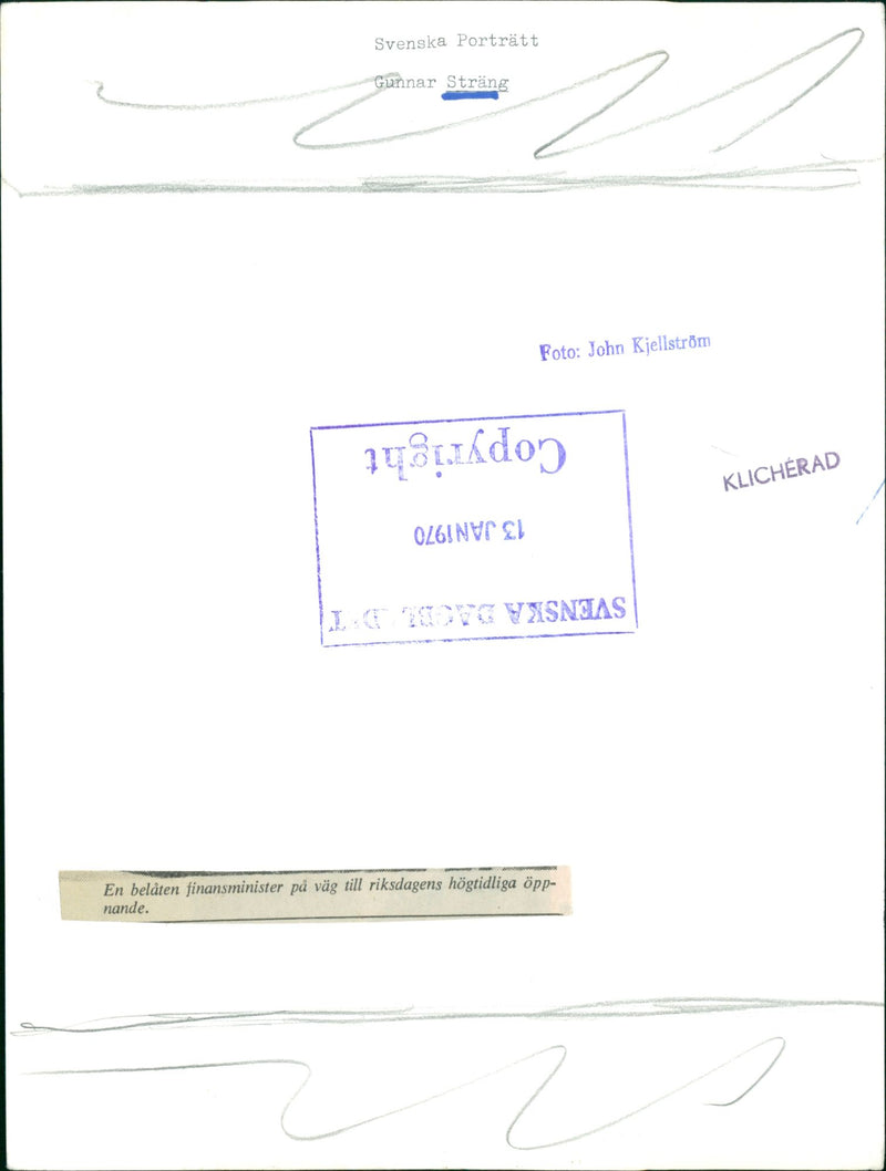 Swedish politician Gunnar Strang - Vintage Photograph