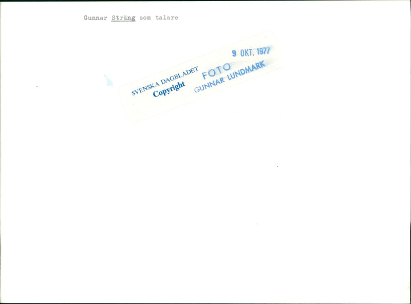 Swedish politician Gunnar Strang addresses - Vintage Photograph