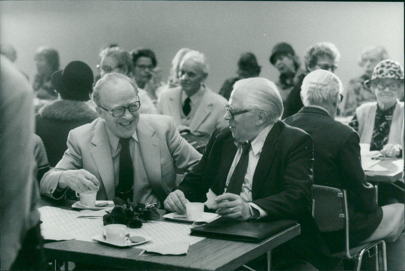 Swedish politician Gunnar Strang in chat with Knut Johansson - Vintage Photograph