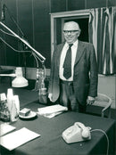 Swedish politician Gunnar Strang at radio station - Vintage Photograph