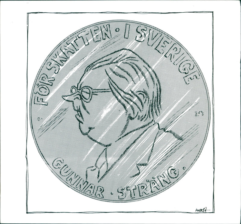 Swedish politician Gunnar Strang's caricatures - Vintage Photograph