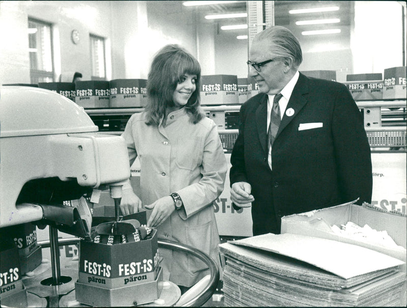 Swedish politician Gunnar Strang talks with a lady - Vintage Photograph