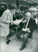Swedish politician Gunnar Strang talks with Sigrid Ekendahl - Vintage Photograph