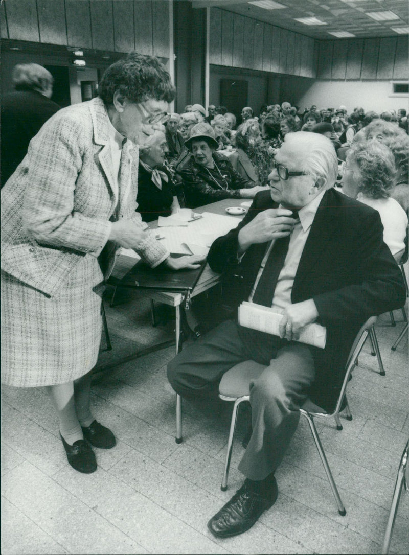 Swedish politician Gunnar Strang talks with Sigrid Ekendahl - Vintage Photograph