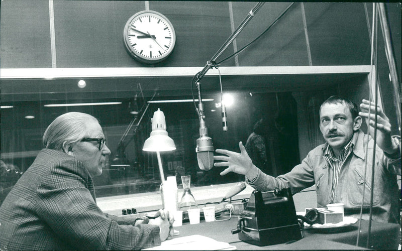 Swedish politician Gunnar Strang with radio host Olle Soderlund - Vintage Photograph