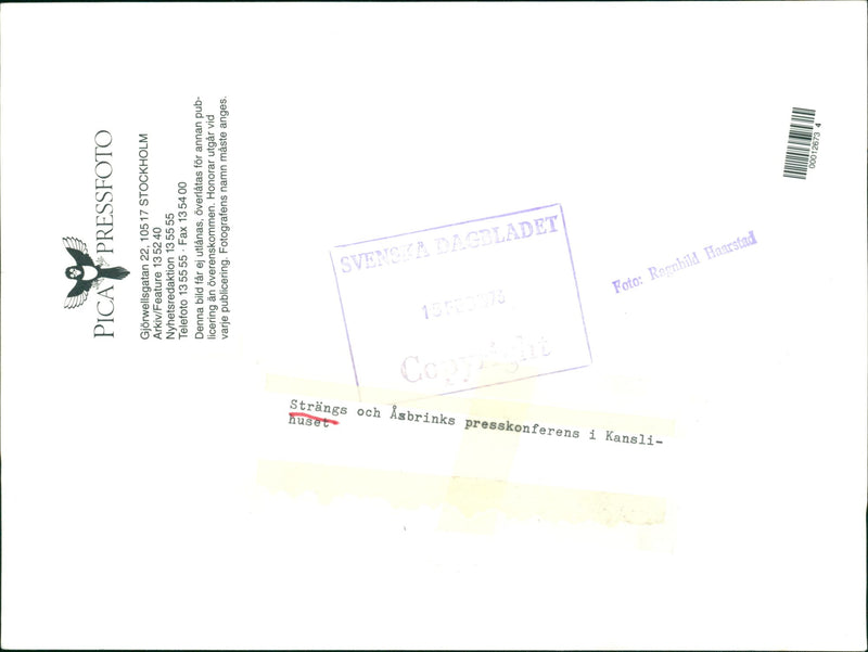 Swedish politician Gunnar Strang at press conference - Vintage Photograph