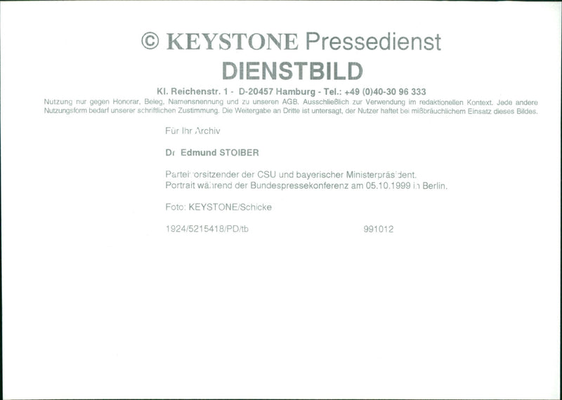 Edmund, Stoiber Politician - Vintage Photograph