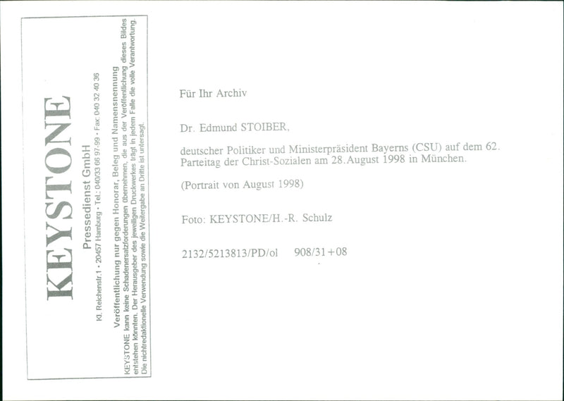 Edmund, Stoiber Politician - Vintage Photograph