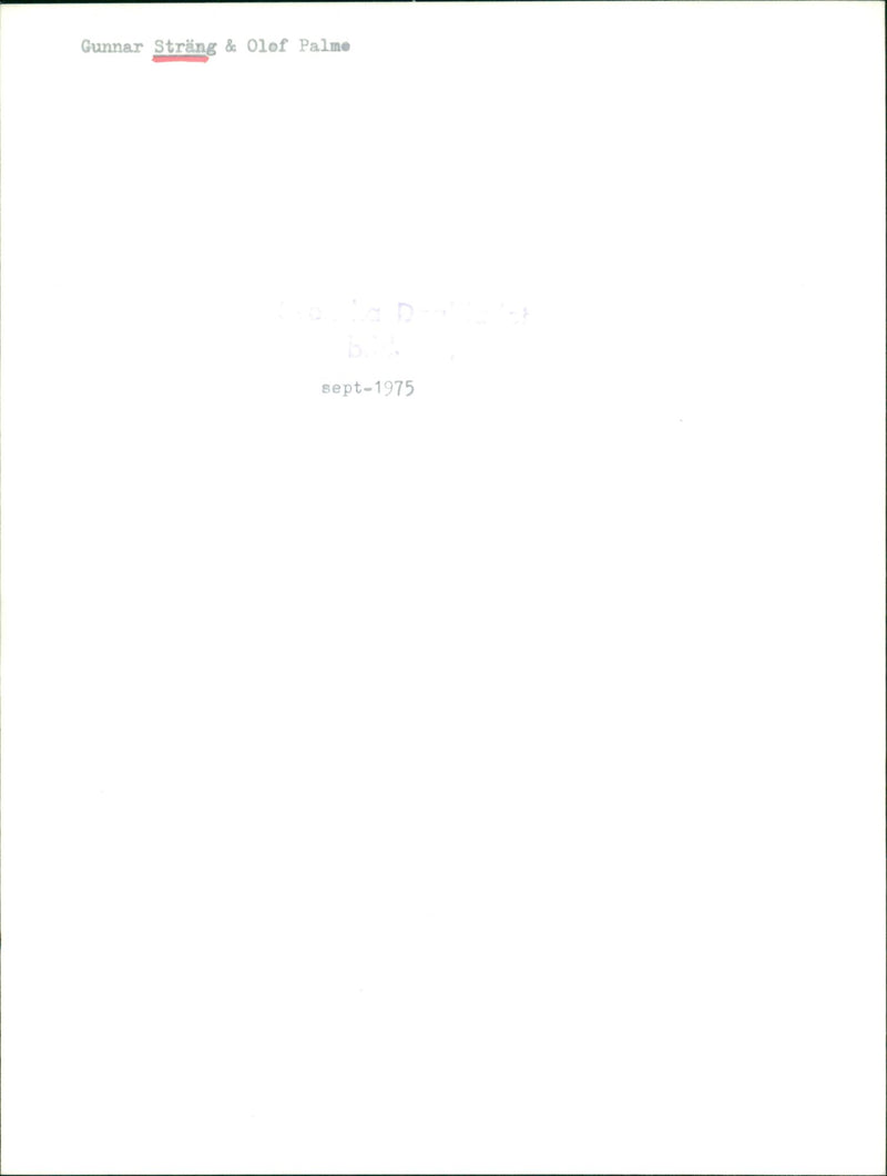 Gunnar Sträng and Olof Palme - Vintage Photograph