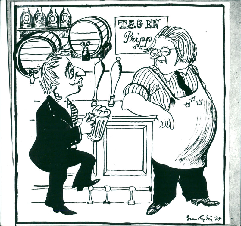 Gunnar Sträng and Olof Palme. - Vintage Photograph