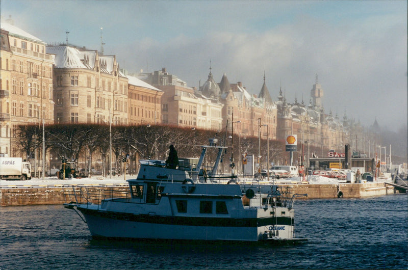 Private boat at Strandvägen - Vintage Photograph