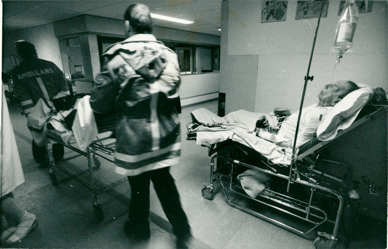 The South Hospital, ambulance staff at the emergency room - Vintage Photograph