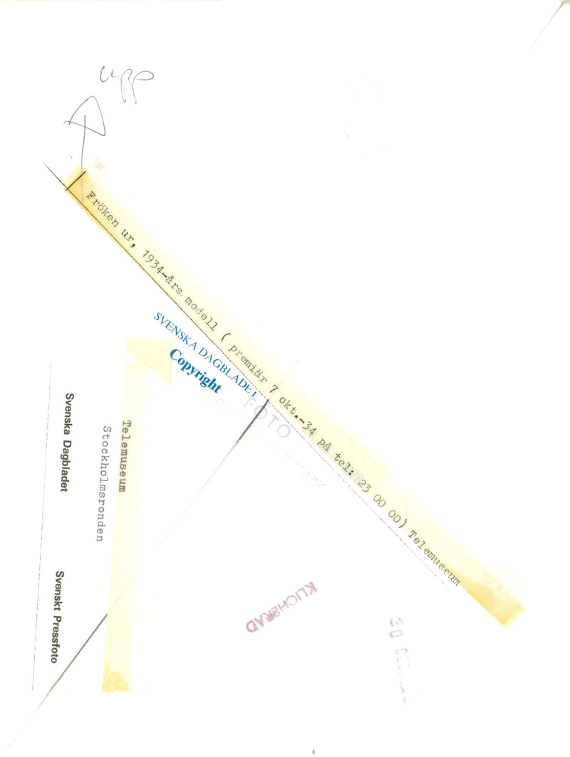 Miss from, 1934-year model (premieres 7 Oct -34 on tel: 23 00 00) is displayed at the Telemuseum - Vintage Photograph