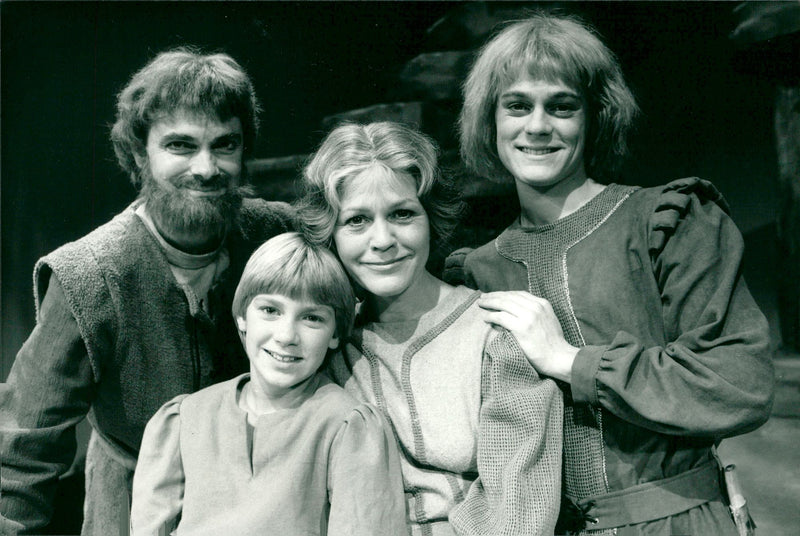 Swedish actress Christina Schollin with Wahl-Magnus Sahlgren and Pontus Lantz in the musical "The Bull Ferdinand" - Vintage Photograph