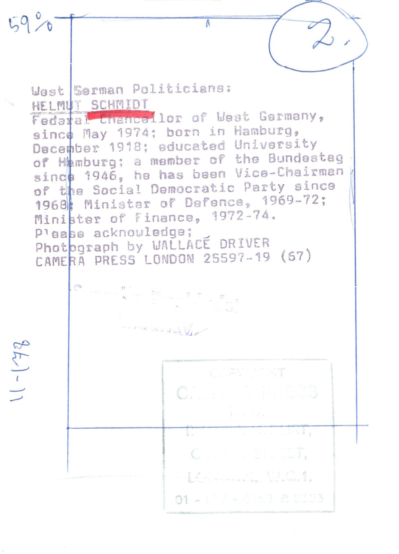 Helmut Schmidt - Vintage Photograph