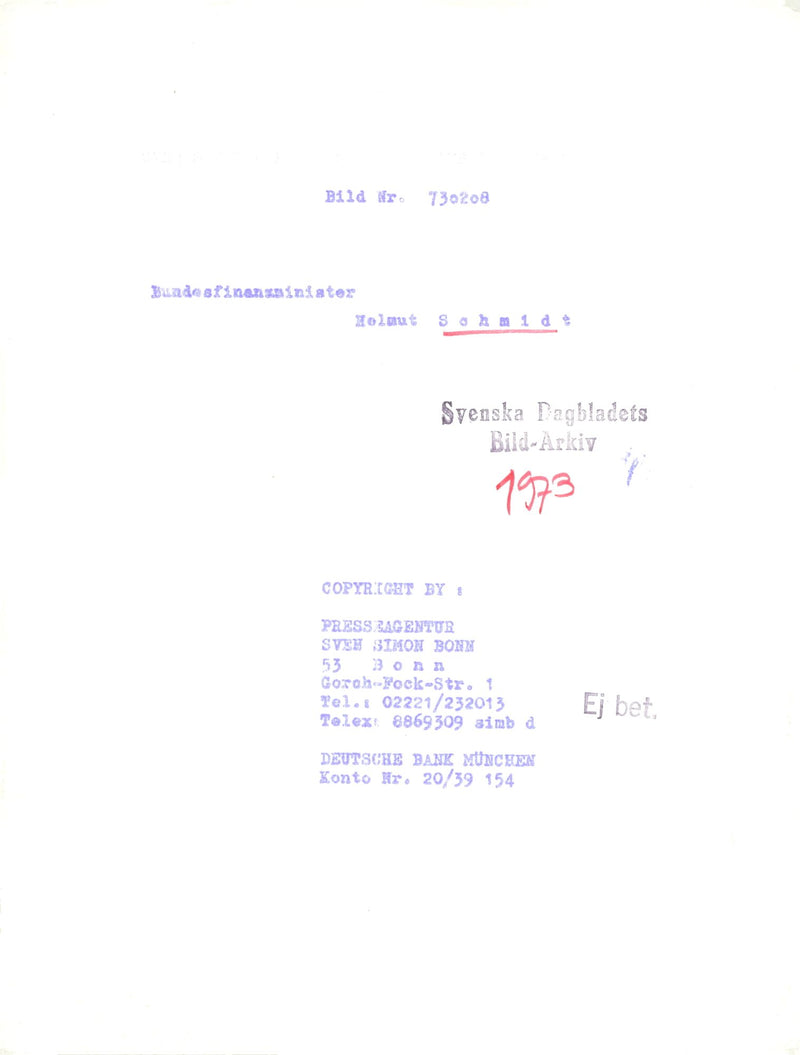 Helmut Schmidt - Vintage Photograph