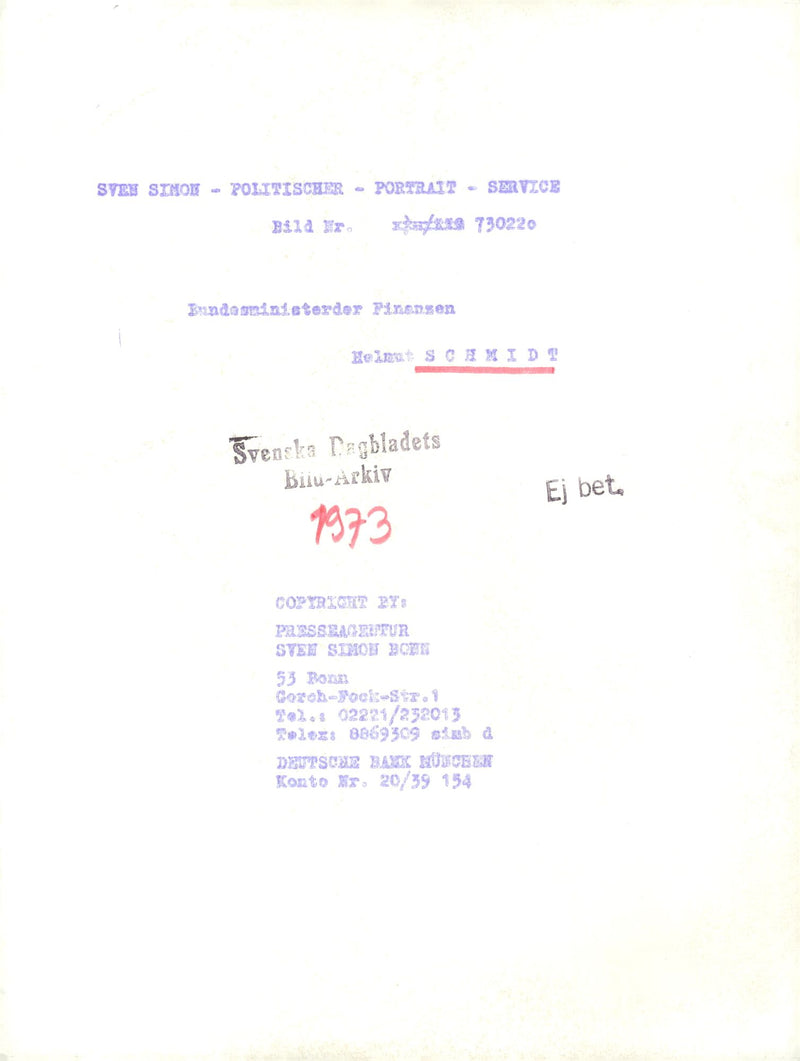 Helmut Schmidt - Vintage Photograph