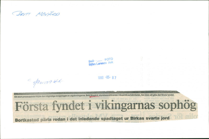 Britt Mogård Swedish Politician - Vintage Photograph