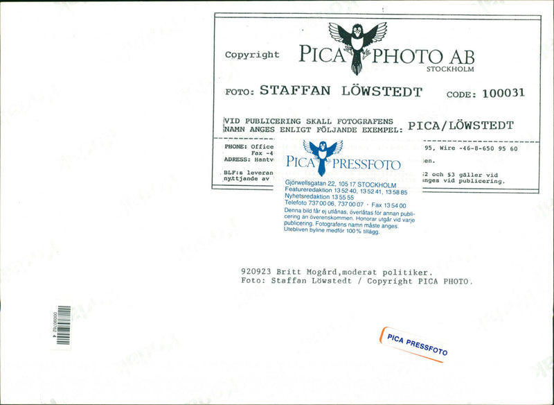 Britt Mogård Swedish Politician - Vintage Photograph