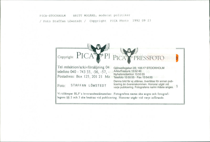 Britt Mogård Swedish Politician - Vintage Photograph