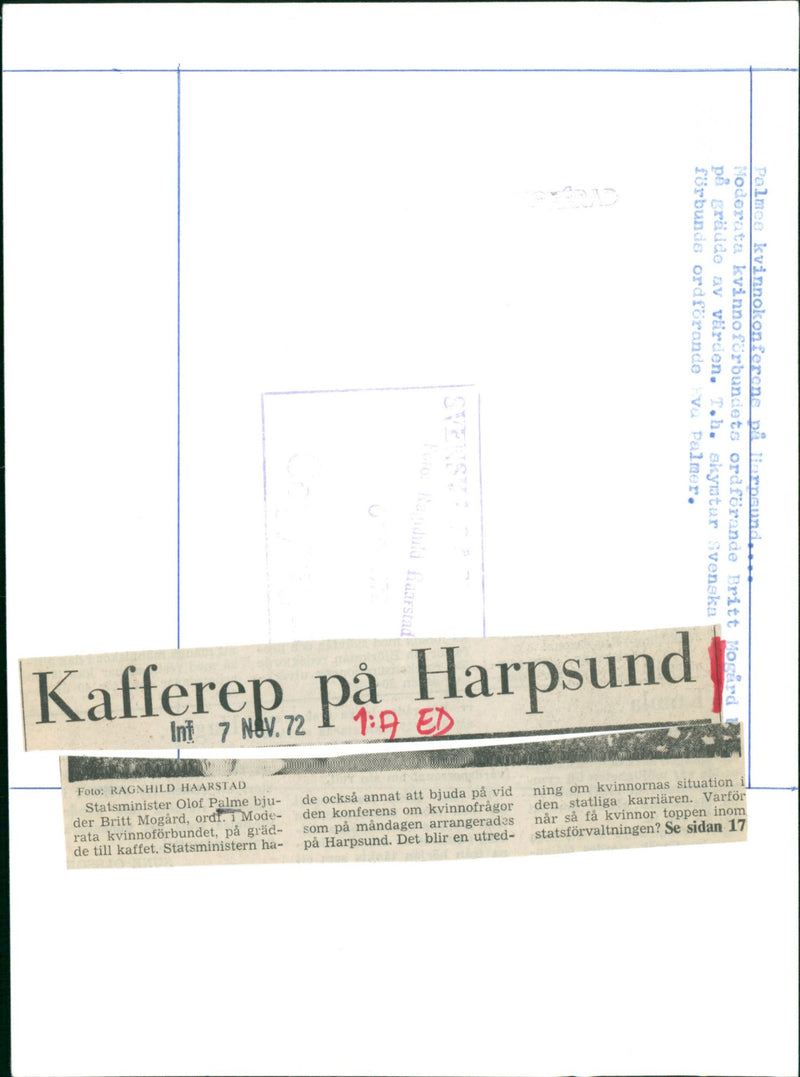 Britt Mogård Swedish Politician - Vintage Photograph