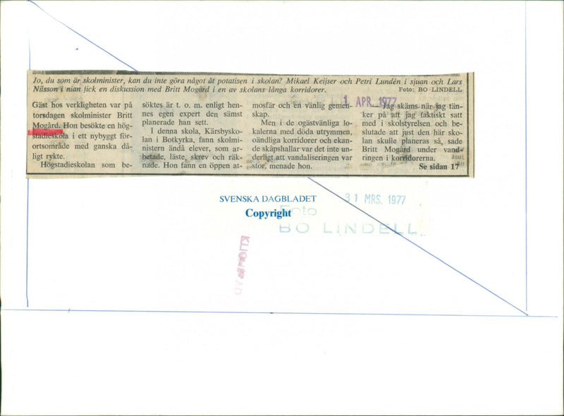 Britt Mogård Swedish Politician - Vintage Photograph