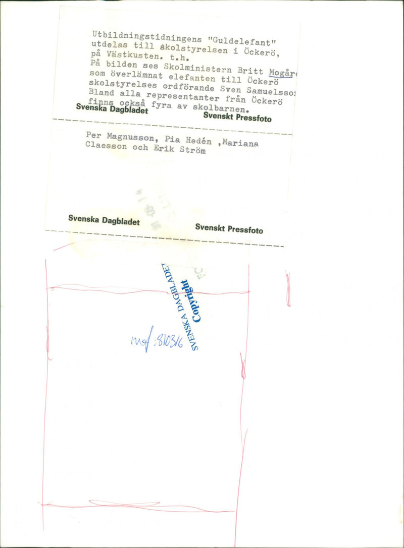 Britt Mogård Swedish Politician - Vintage Photograph