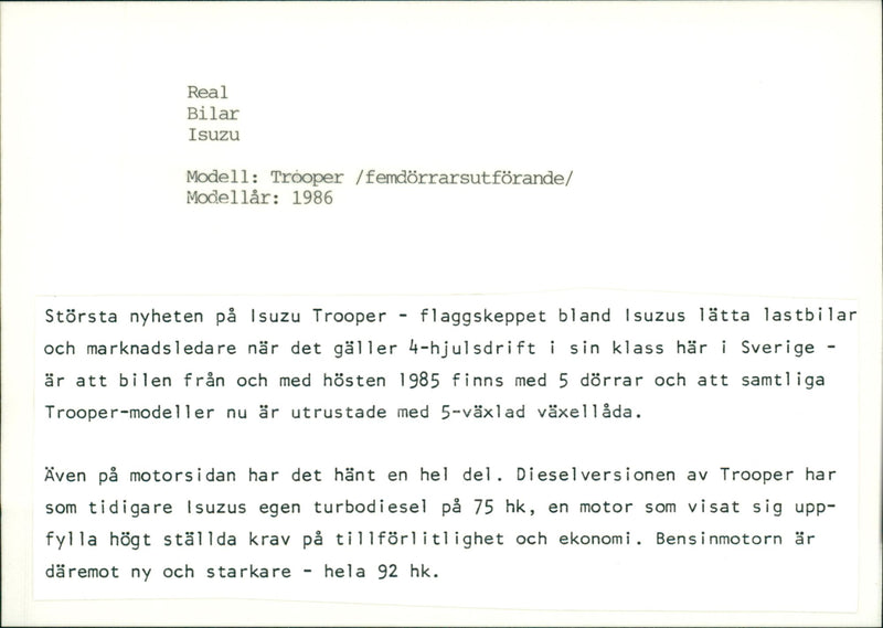 Isuzu Cars - Vintage Photograph