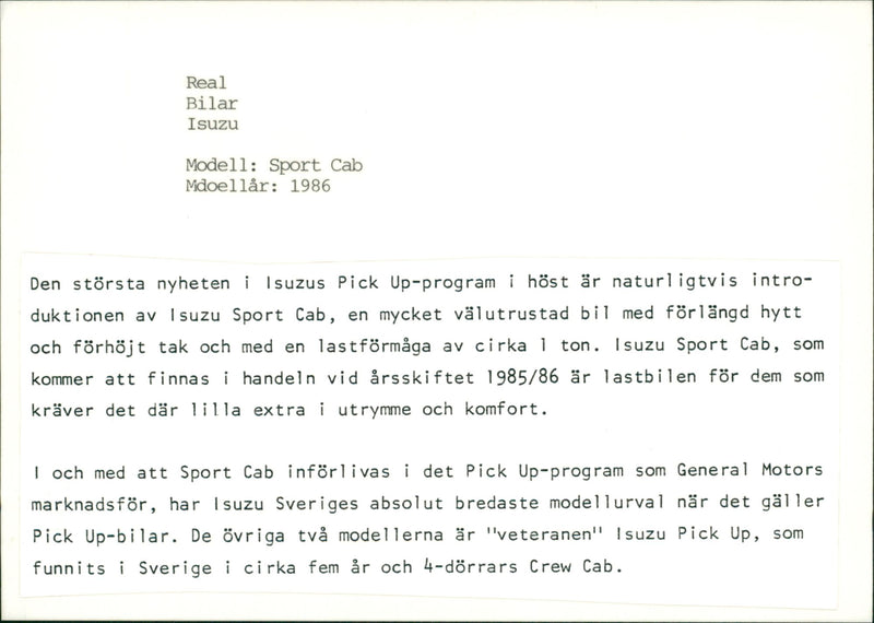 Isuzu Cars - Vintage Photograph