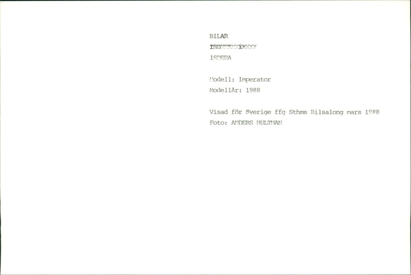 Bilar Isdera - Vintage Photograph