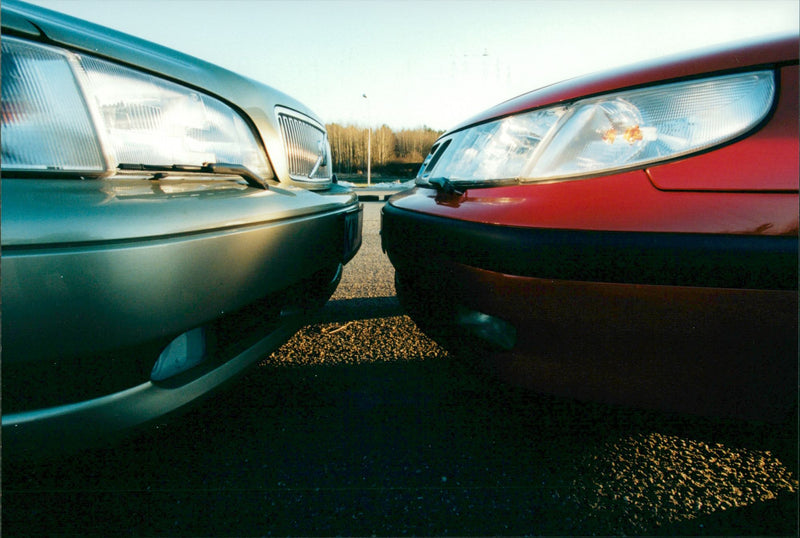 Front of Volvo V70 and Saab 9 5 - Vintage Photograph