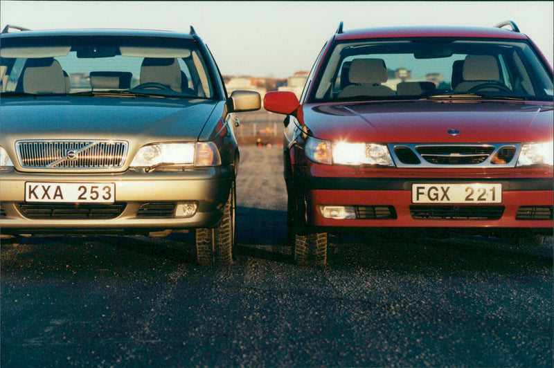 Volvo V70 and Saab 9 5 combi - Vintage Photograph