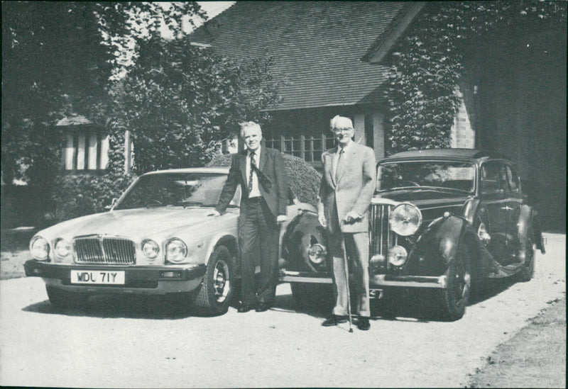 William Lyons and John Egan next to Jaguar Cars - Vintage Photograph
