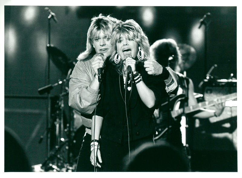 Swedish singer and actress Pernilla Wahlgren with Nicklas Wahlgren on program "The Music Comes" - Vintage Photograph