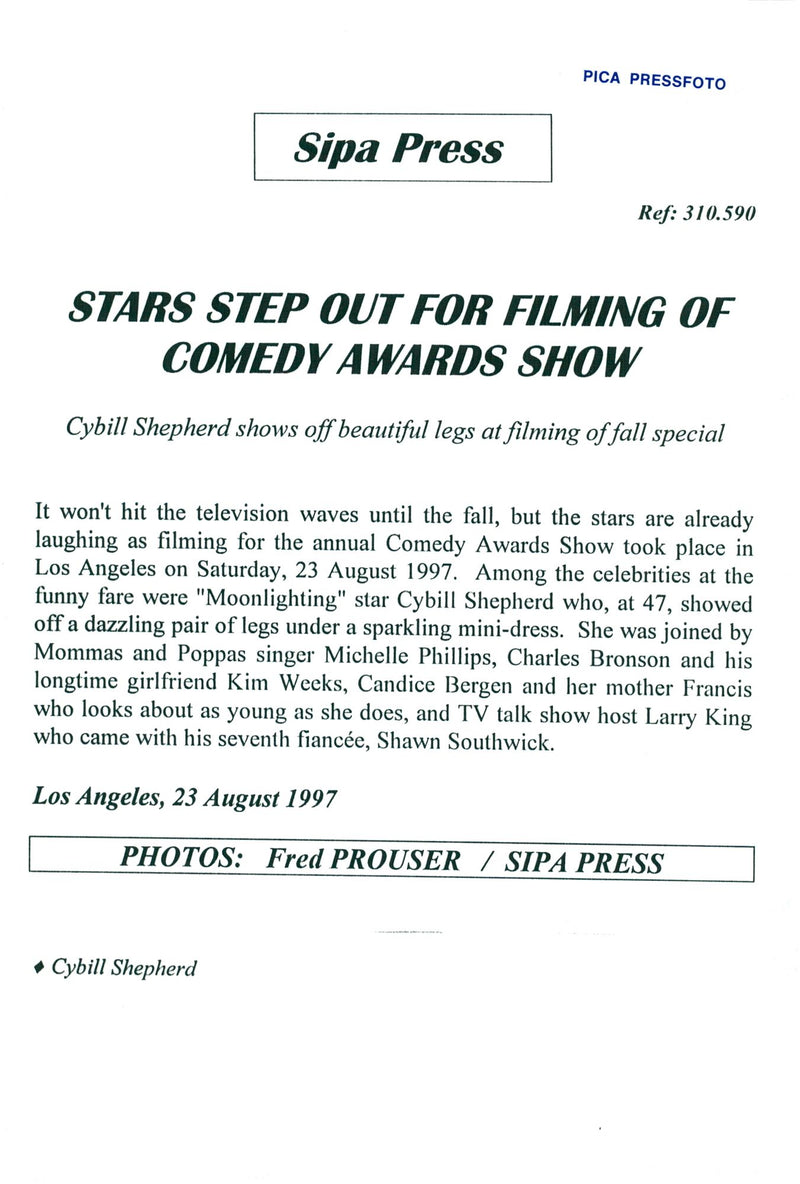 Cybill Shepherd when filming the Comedy Awards Show - Vintage Photograph