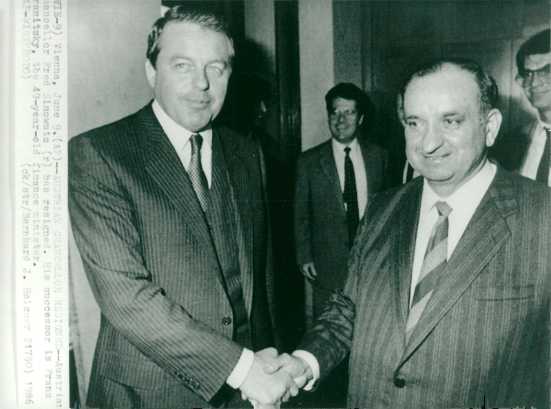Austrian Politician Fred Sinowatz and Franz Vranitzky - Vintage Photograph