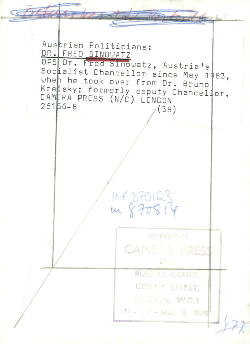 Austrian Politician Fred Sinowatz - Vintage Photograph