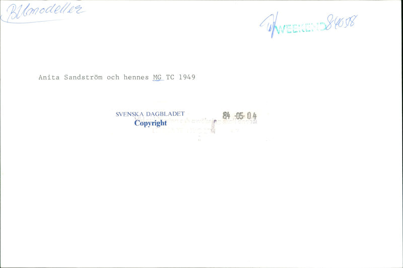 Anita Sandström and her MG TC - Vintage Photograph