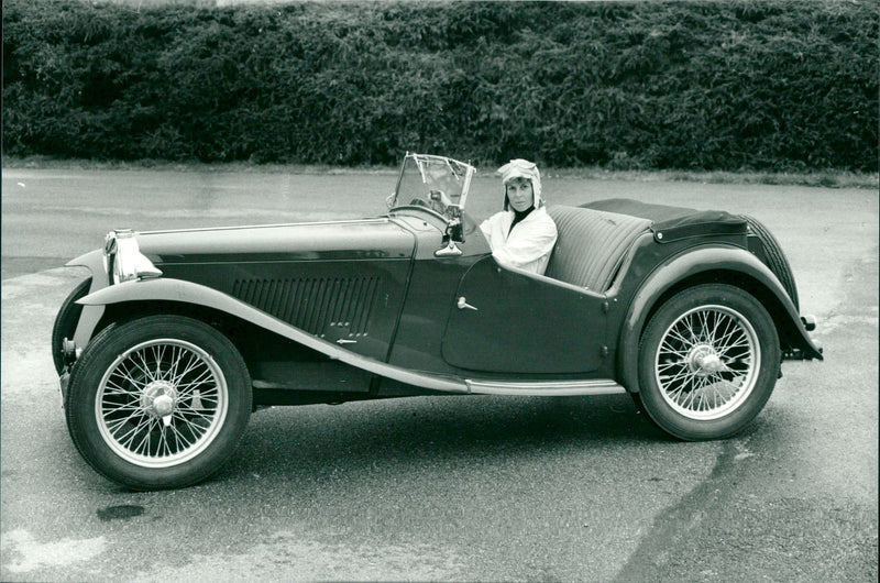 Anita Sandström and her MG TC - Vintage Photograph