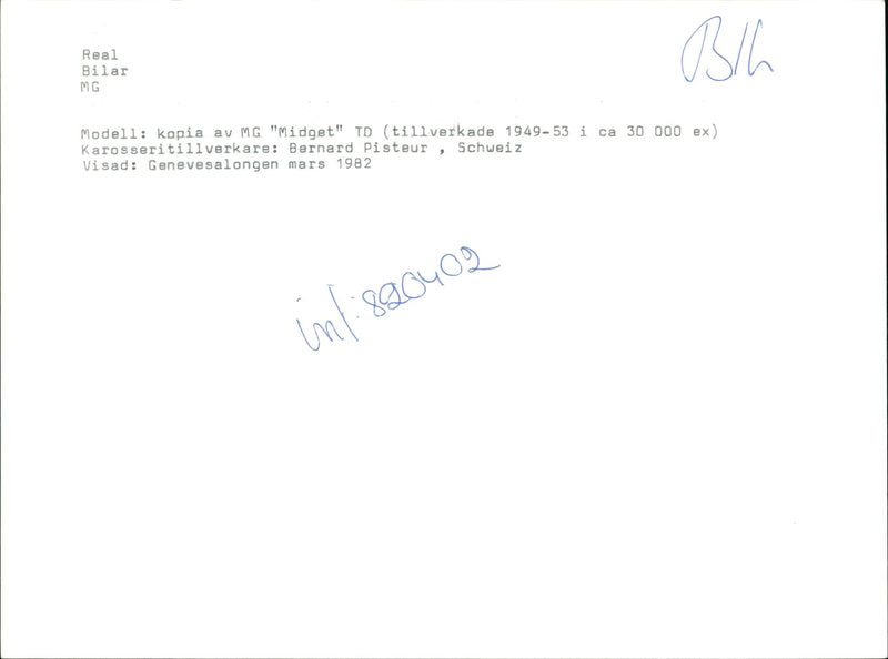 Copy of MG "Midget" TD manufactured by Bernard Pisteur - Vintage Photograph