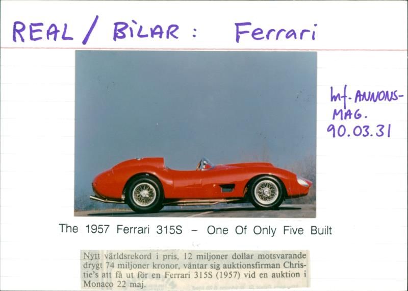 Ferrari 315S 1957 - Vintage Photograph