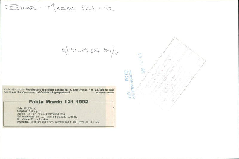 Mazda 121 1992 - Vintage Photograph