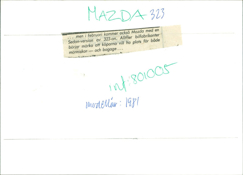 Mazda 323 - Vintage Photograph