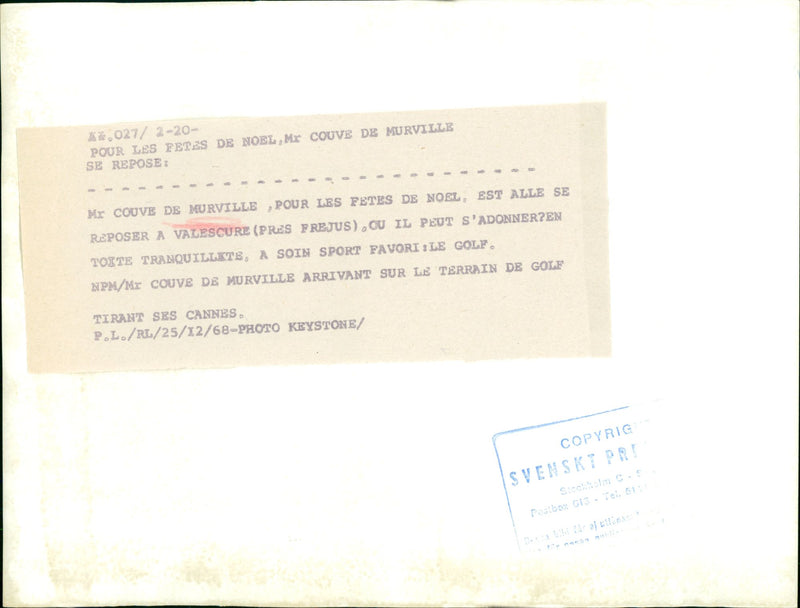 French diplomat and politician Couve de Murville - Vintage Photograph