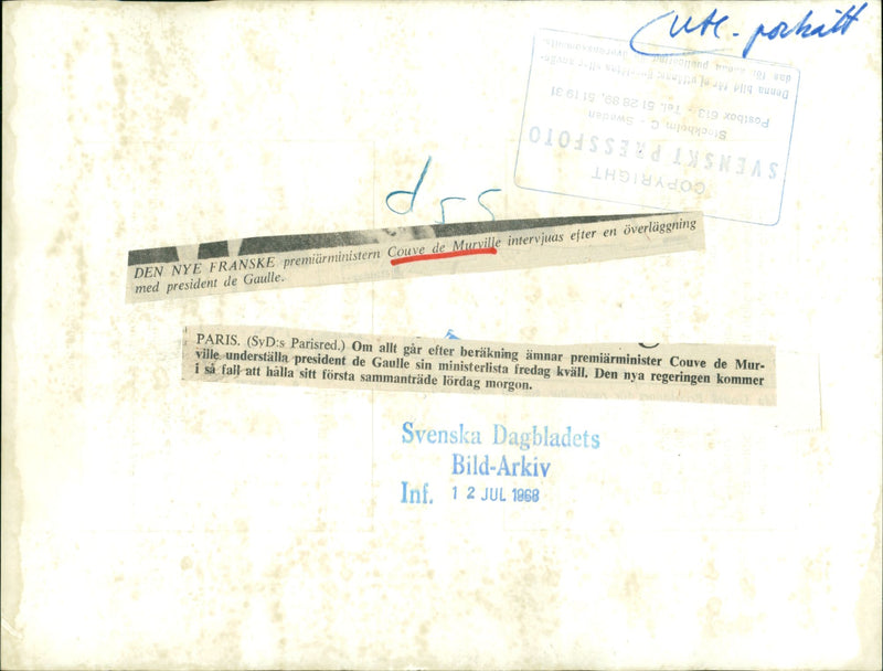 French diplomat and politician Couve de Murville - Vintage Photograph