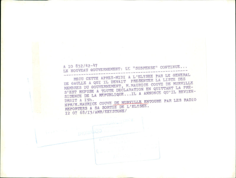 French diplomat and politician Couve de Murville - Vintage Photograph