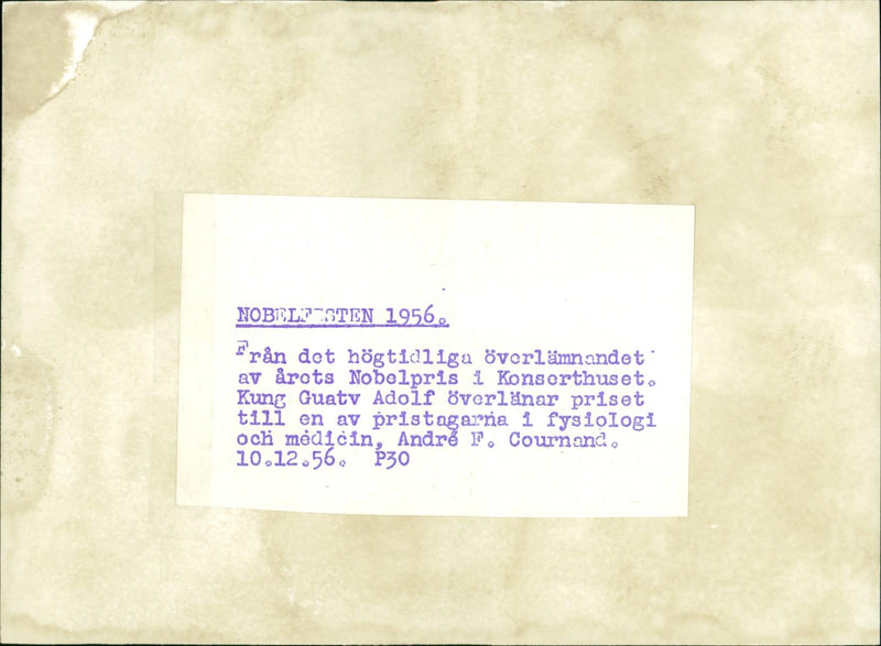 1956 AND MEDICINE OVERLAYS CONCERT HALL YEARS ANDRE COURNAND KING NOB NOBEL - Vintage Photograph